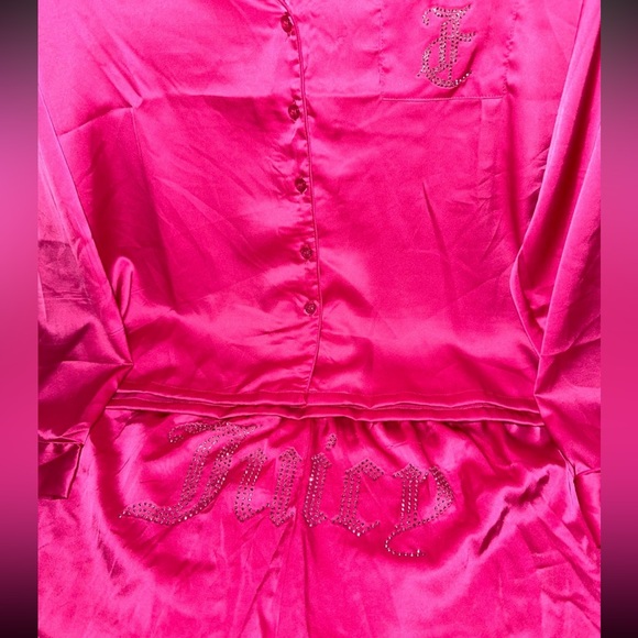 Juicy Couture Satin Silk Pink Pajama Set in Size Large - Picture 3 of 9